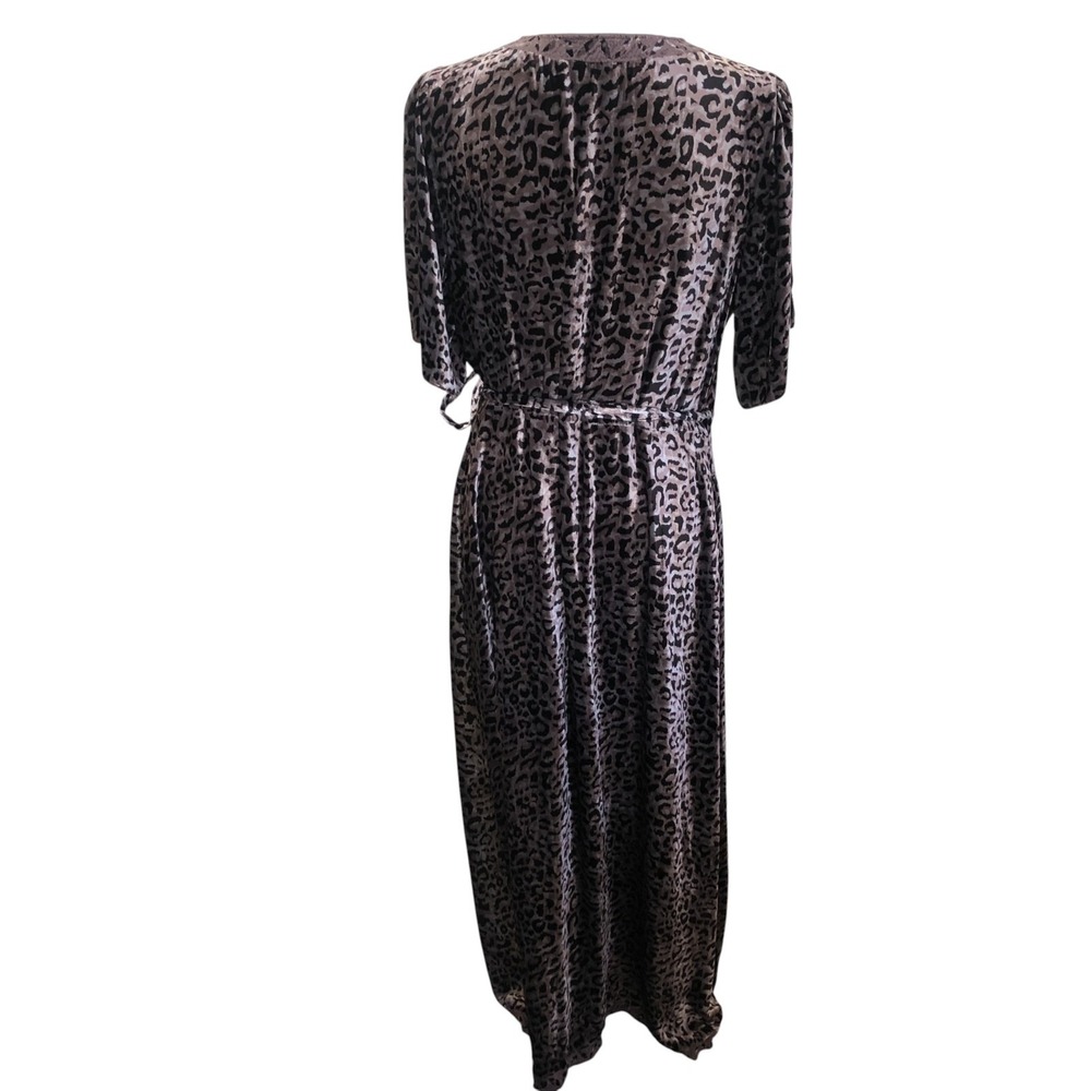 JOHNNY WAS Deep V-Neck Elegant Ombre Leopard Silk Velvet‎ Wrap Midi Dress M $330 - Picture 12 of 16